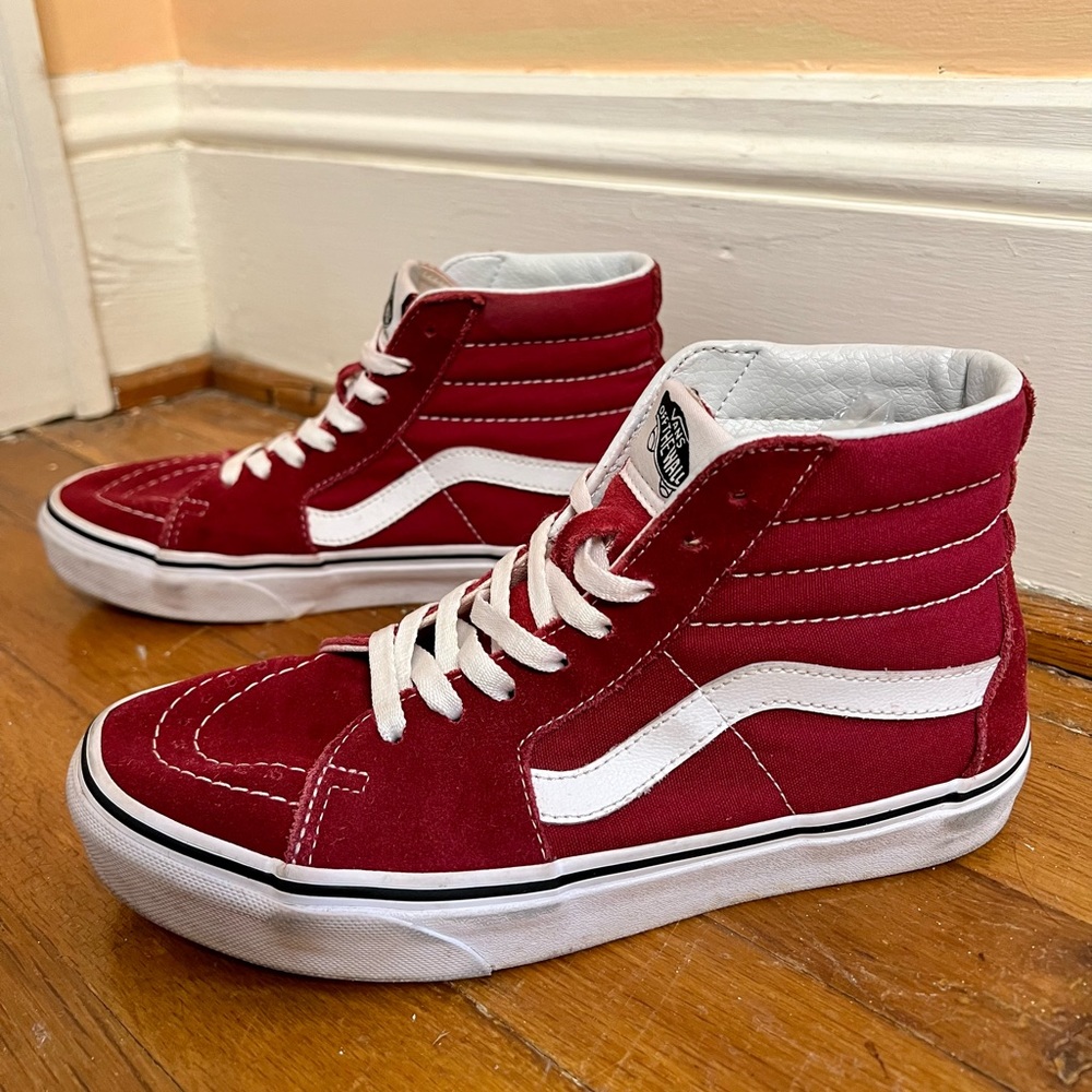 Vans Women’s SK8-HI Towny Port Red Suede Skater Sneakers